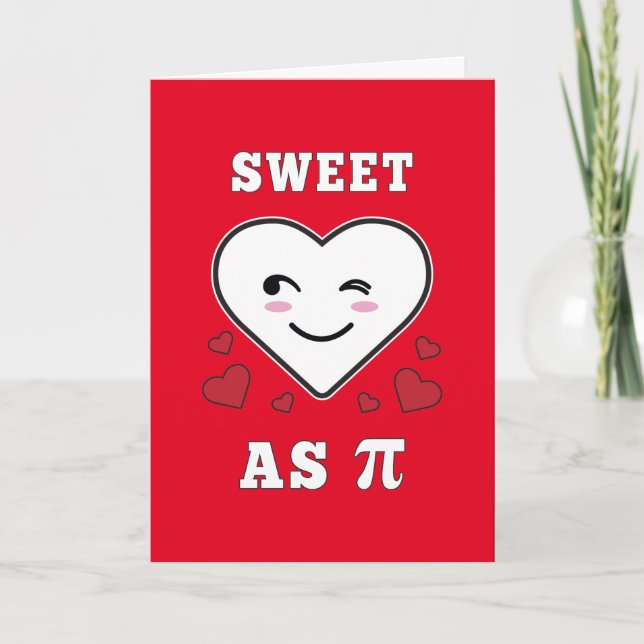 3.14 Heart Sweet As Pi Funny Math Joke Card (Front)