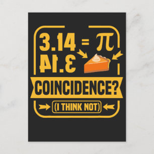3.14 Pi and Apple Pie Coincidence Funny Math Nerd Postcard