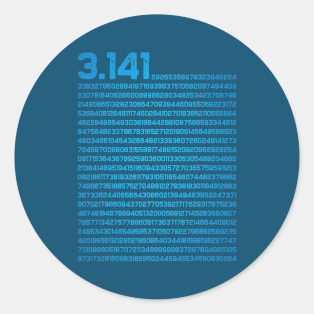 3 14 Pi Day Mathematics Physics Irrational Number Classic Round Sticker (Front)