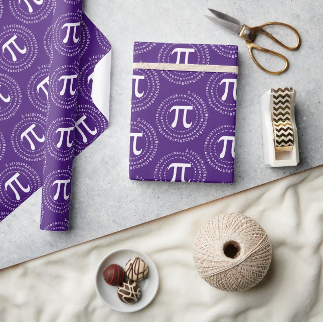 3.14 Pi Number Spiral Purple Pi Day Wrapping Paper (Crafts)
