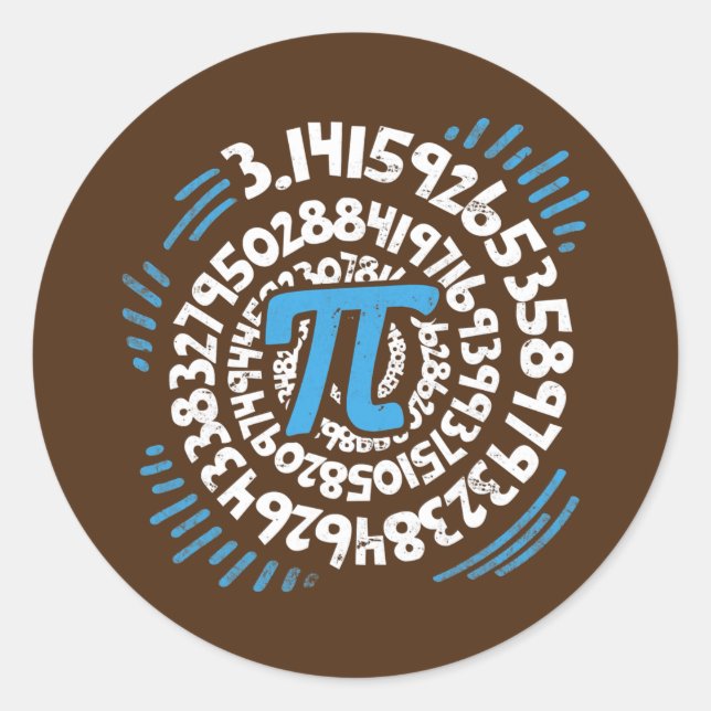 3 14 Pi Pop Art Spiral Math Science Geek Pi Day Classic Round Sticker (Front)