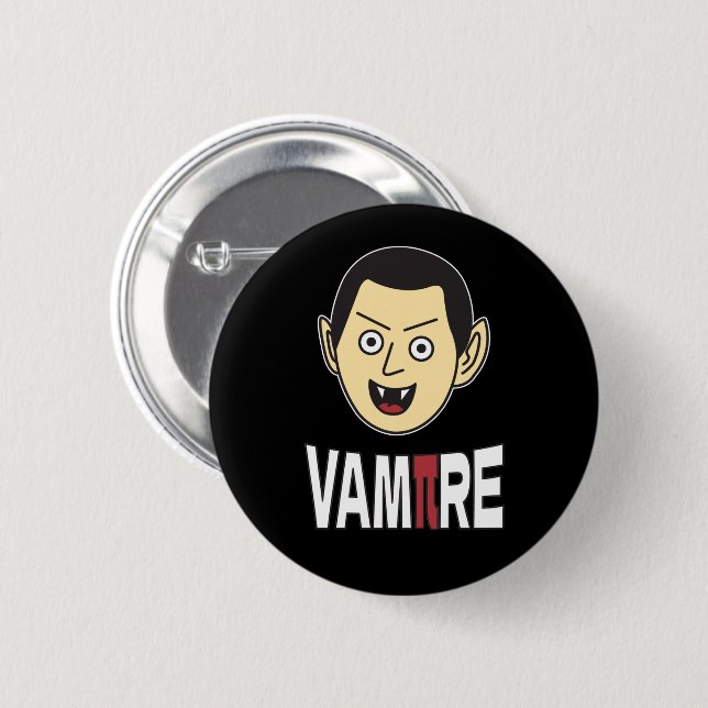 3.14 Vampire Pi Pun Funny Math Joke 6 Cm Round Badge (Front & Back)