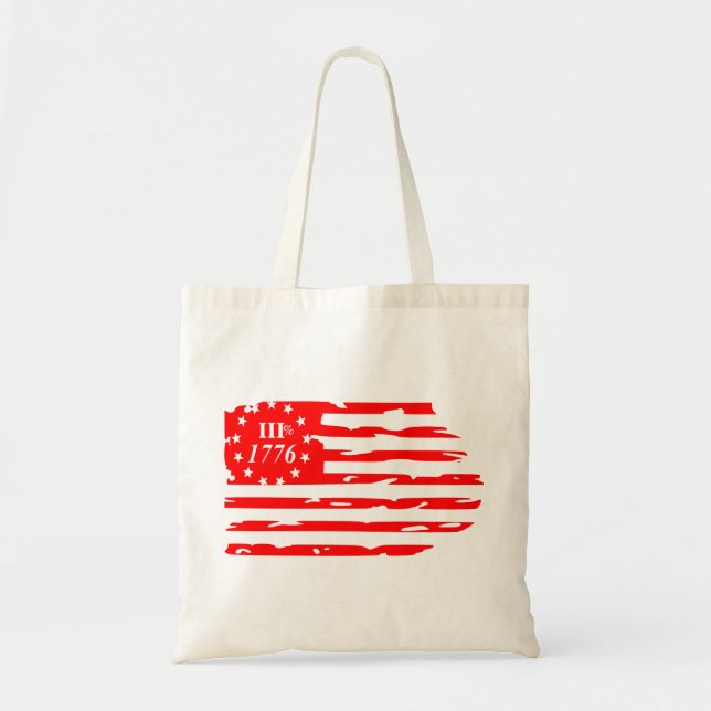 3% 1776 Distressed Flag  #USAPatriotGraphics  © Tote Bag (Front)