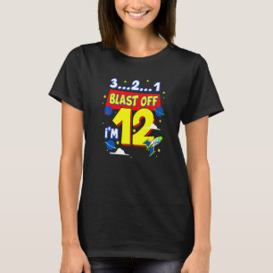 3 2 1 Blast Off Birthday Party Supply 12 Year Old T-Shirt
