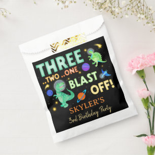 3 2 1 Blast Off Dinosaur Space 3rd Birthday Party Favour Bags