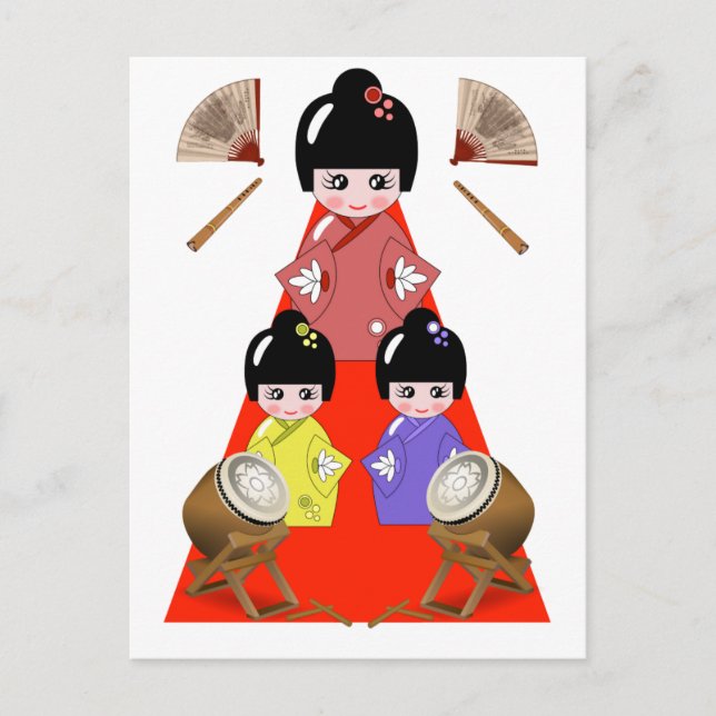 3-3  Hinamatsuri, Girls Day Japanese Doll Festival Postcard (Front)