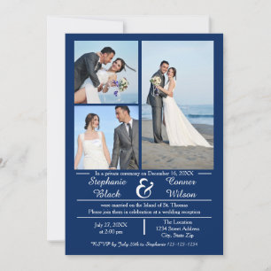 3/4 Photos Vertical Blue- Wedding Announcement