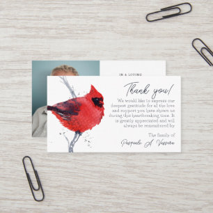 3.54x2.165 Cardinal Funeral Thank You Photo Card