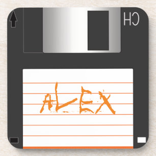 3.5 inch Floppy Discs with Label for Geek Nerds Coaster