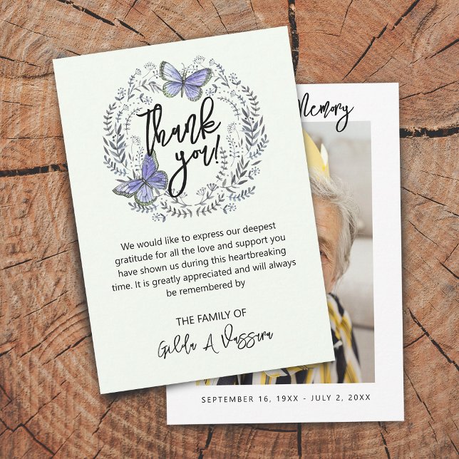 3.5"x5" Butterfly Floral Funeral Thank You Card (3.5"x5" Butterfly Floral Funeral Thank You Card)