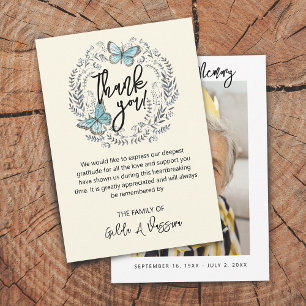 3.5"x5" Butterfly Floral Funeral Thank You Card