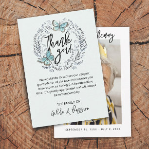 3.5"x5" Butterfly Floral Funeral Thank You Card