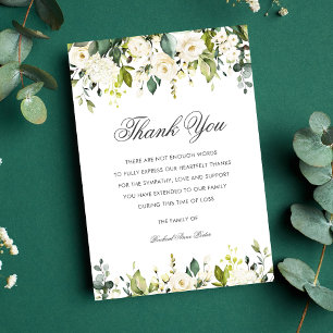 3.5"x5" Sympathy Funeral Memory THANK YOU Floral Card