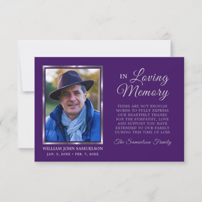 3.5"x5" Sympathy Funeral Memory THANK YOU Photo (Front)