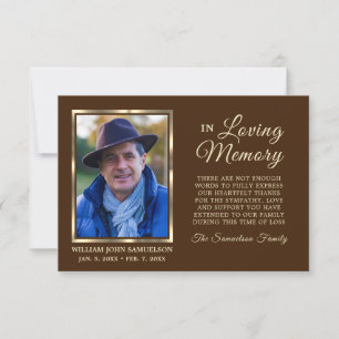 3.5"x5" Sympathy Funeral Memory THANK YOU Photo Card
