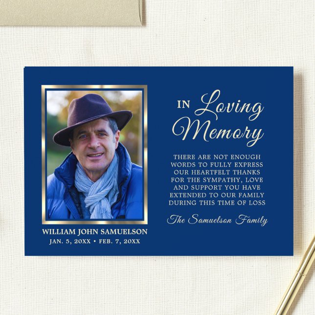 3.5"x5" Sympathy Funeral Memory THANK YOU Photo Card (Creator Uploaded)