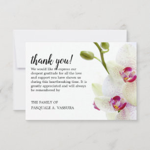 3.5"x5" White Orchid Flower Funeral Thank You Card