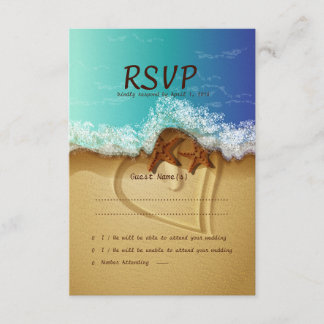 3.5" x 5" Beach Starfish Wedding RSVP Card