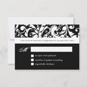 3.5 x 5 - Black and White Reply Cards - RSVP