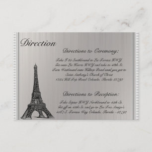 3.5 x 5 Direction Card  Black Eiffel Tower
