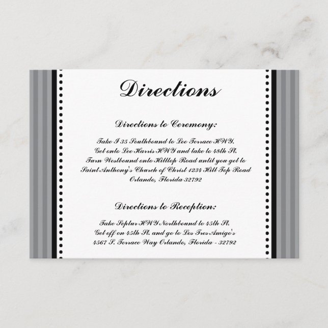 3.5 x 5 Direction Card Black Olive Grey Stripes (Front)