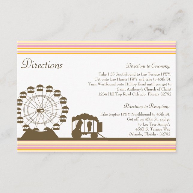 3.5 x 5 Direction Card Carnival Circus Fun (Front)