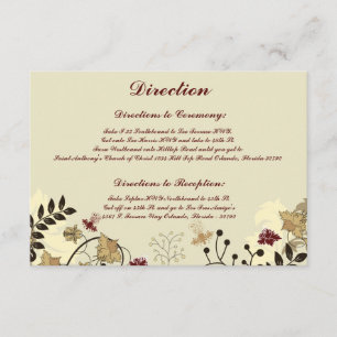 3.5 x 5 Direction Card  Fall Floral/Branches