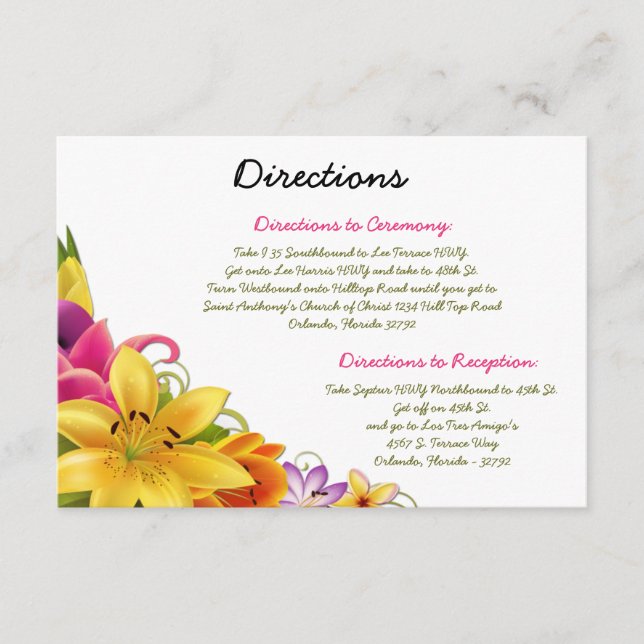 3.5 x 5 Direction Card Hawaiian Exotic Flowers Col (Front)