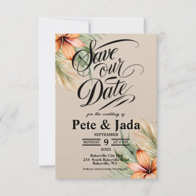 3.5" x 5" Flat Save The Date Card (Front)