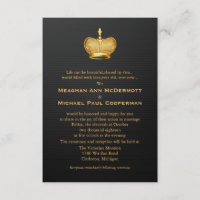 3.5" x 5" Golden Royal Queen Crown Invitation