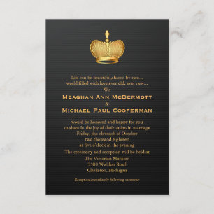 3.5" x 5"  Golden Royal Queen Crown Invitation