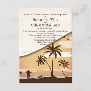 3.5" x 5" Hawaiian Beach  Palm Tree Wedding Invitation