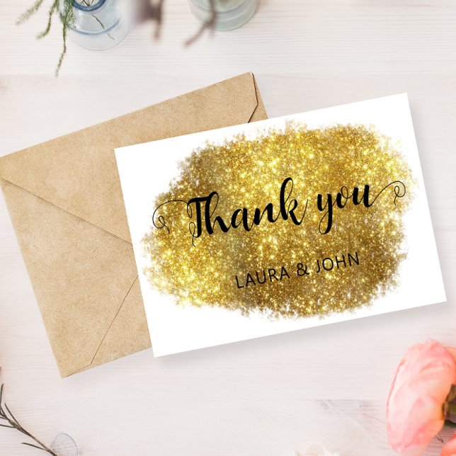 3.5" x 5" Modern Gold glitter Thank You Save The Date (Creator Uploaded)