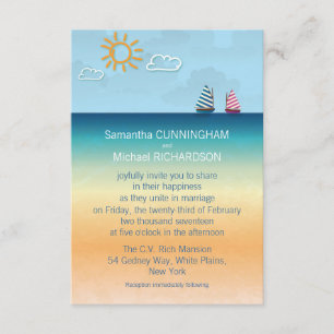 3.5" x 5 Ocean Sand Beach Theme Wedding Invitation