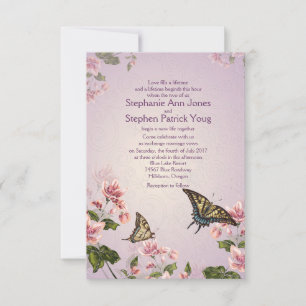 3.5" x 5" Pink Floral Flowers Wedding Invitation