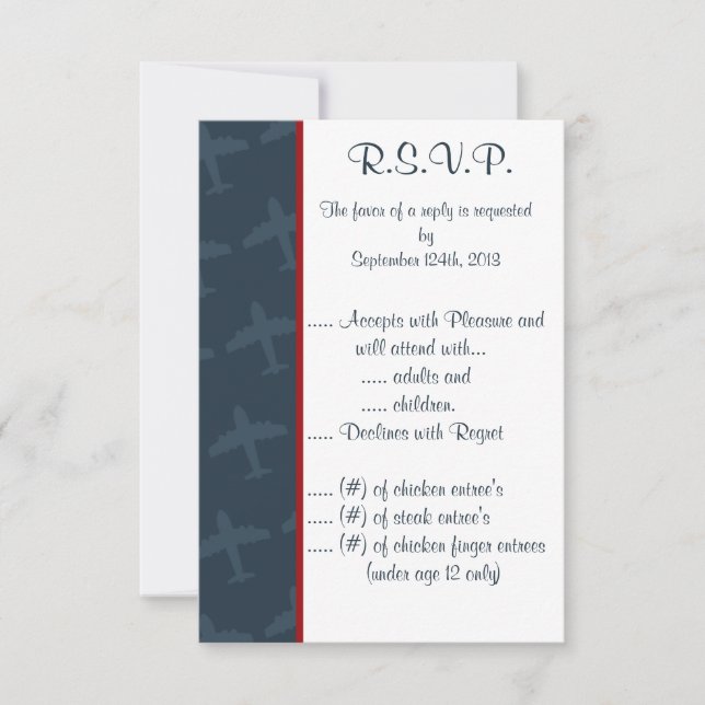3.5 x 5 R.S.V.P Aeroplane Flight  Blue Invitation (Front)
