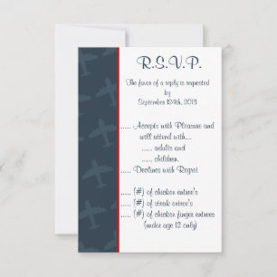 3.5 x 5 R.S.V.P Aeroplane Flight Blue Invitation