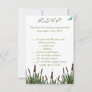 3.5 x 5 R.S.V.P Cattail/Dragonfly in C Invitation