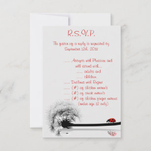 3.5 x 5 R.S.V.P Lady Bug on Dandelion Invitation