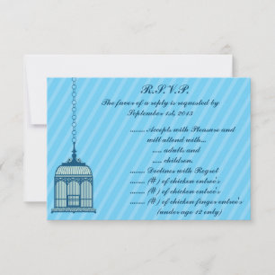 3.5 x 5 R.S.V.P Reply Card Birdcage/Blue Stripes