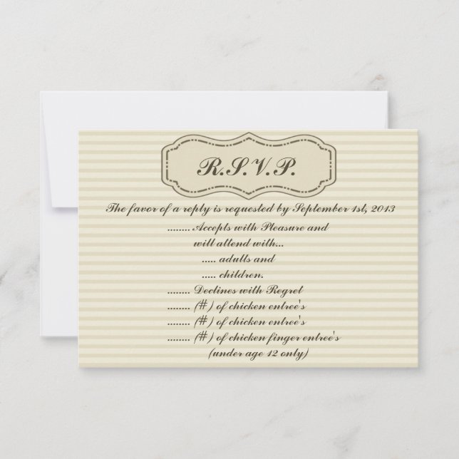 3.5 x 5 R.S.V.P Reply Card Birdcage/Grey Stripes (Front)