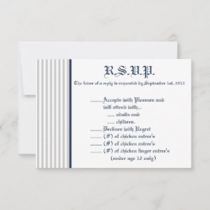 3.5 x 5 R.S.V.P Reply Card Blue Seahorse stripes b