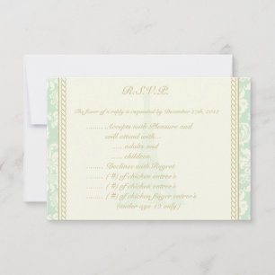 3.5 x 5 R.S.V.P Reply Card Damask Paris