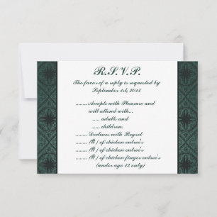 3.5 x 5 R.S.V.P Reply Card Damask Teal Couple Man