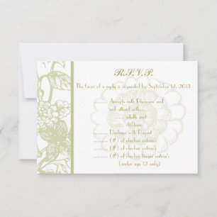 3.5 x 5 R.S.V.P Reply Card Green Gerbera Daisy Flo