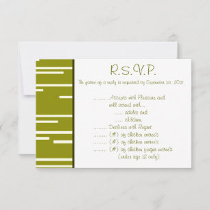 3.5 x 5 R.S.V.P Reply Card Green Pear Fruit Stripe