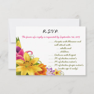 3.5 x 5 R.S.V.P Reply Card Hawaiian Exotic Flowers