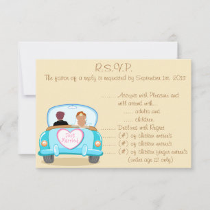 3.5 x 5 R.S.V.P Reply Card Just got Married Couple