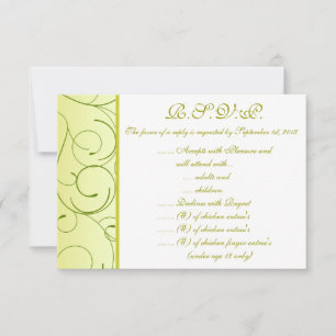 3.5 x 5 R.S.V.P Reply Card Lime Green Pear Swirls