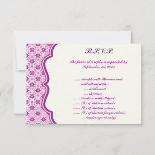 3.5 x 5 R.S.V.P Reply Card Magenta Purple Formal F